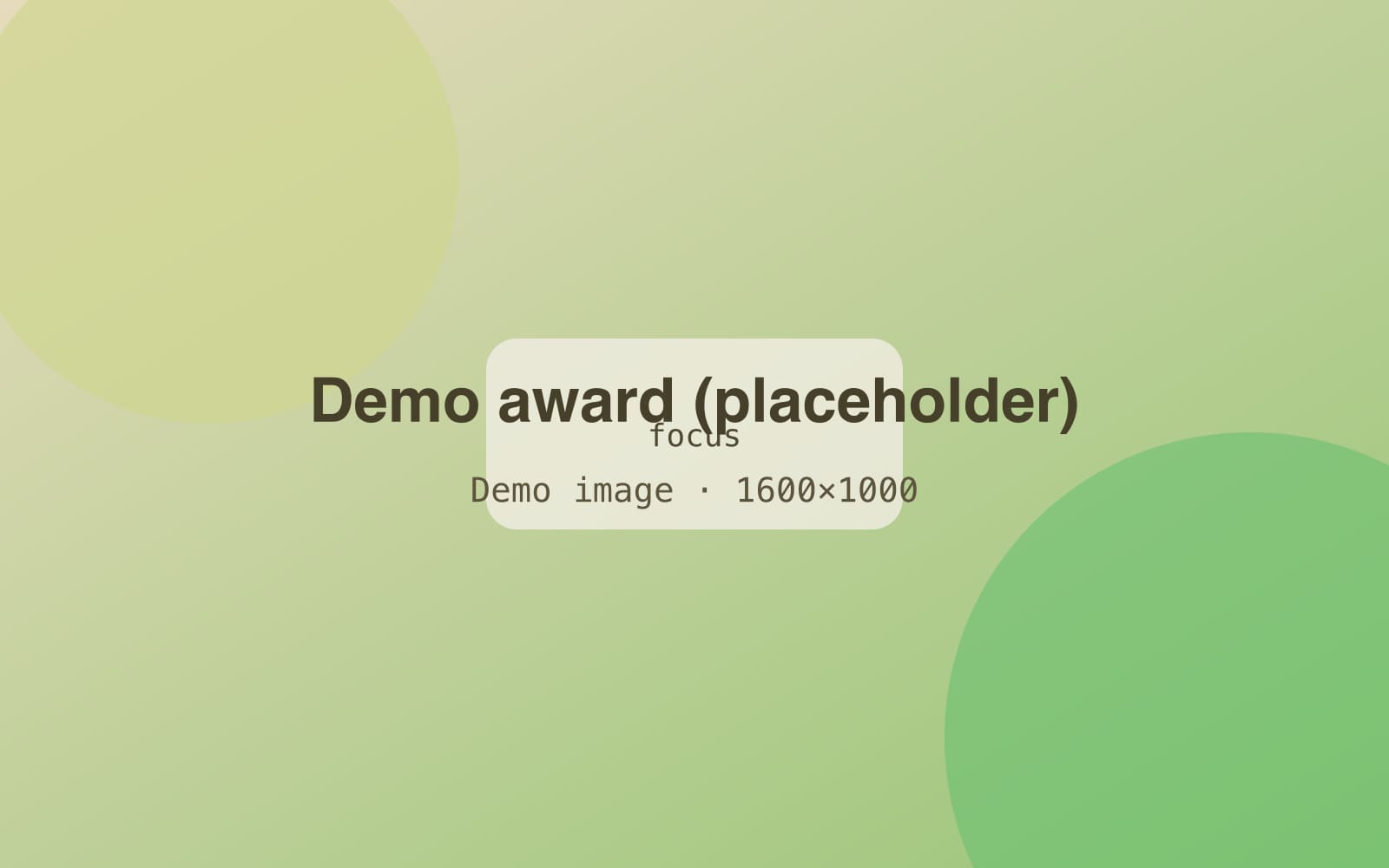 Placeholder cover for a demo award.